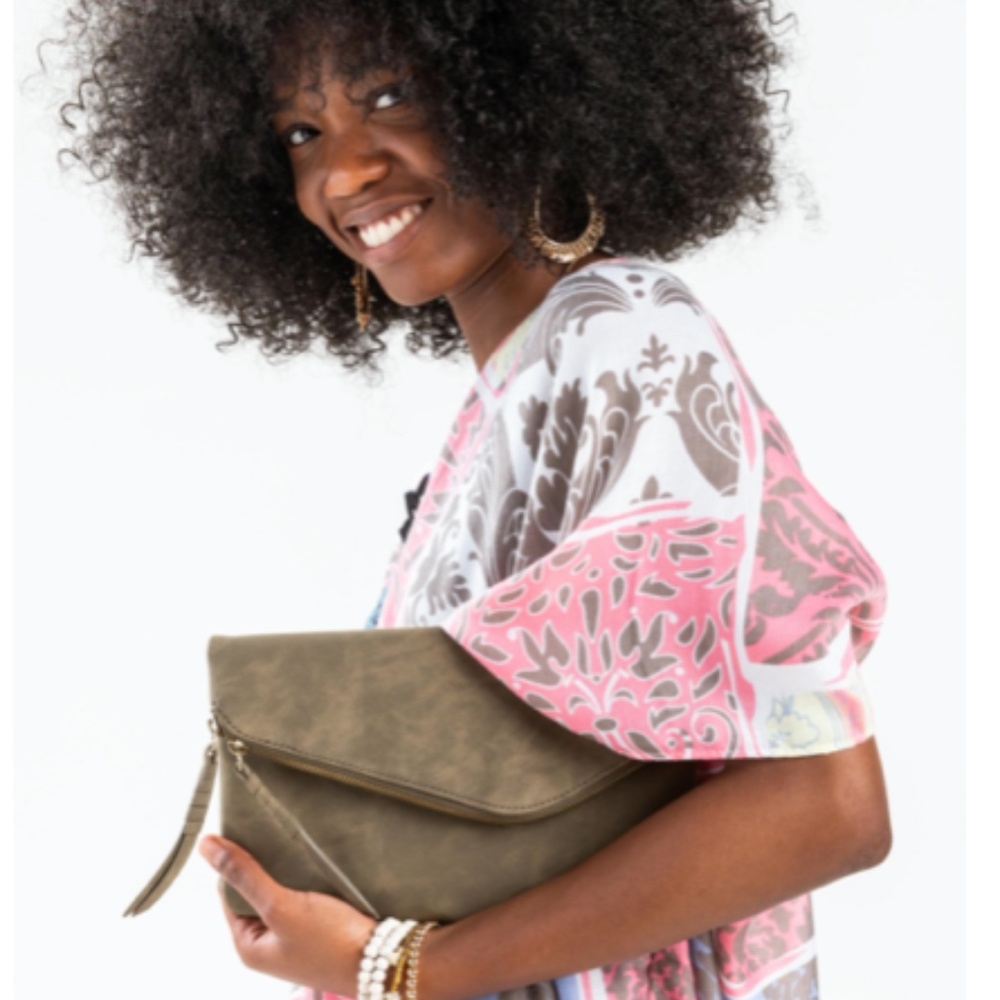 Angled Crossbody Clutch with Detachable Chain NWOT